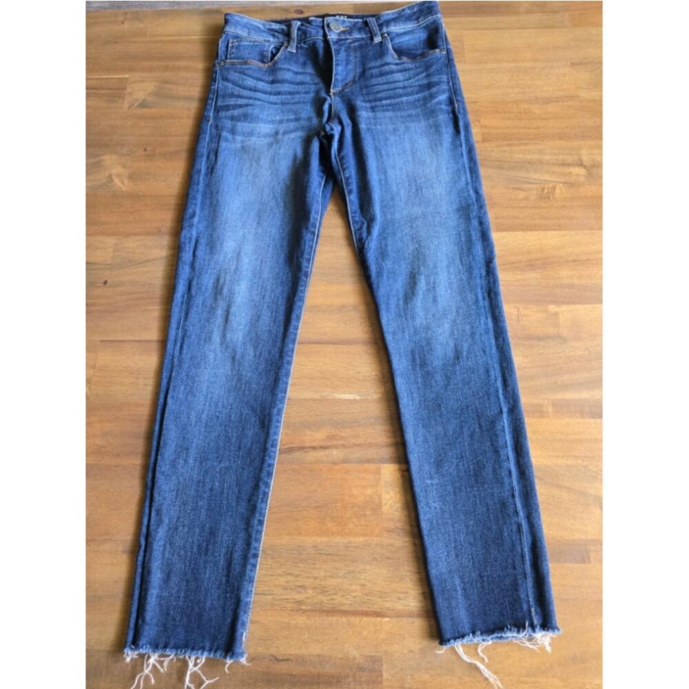 KUT from the Kloth Kurvy Diana Ankle Skinny Jeans Women's Size 4 Blue Raw Hem